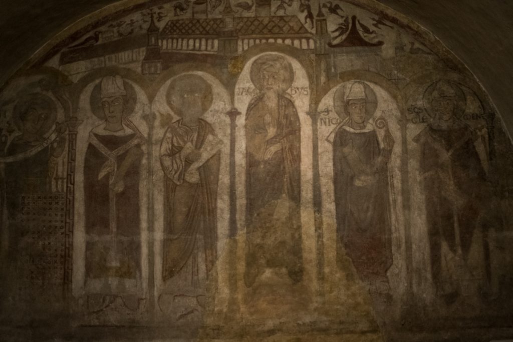 Medieval fresco. One of the figures is Charlemagne (on the left), and you can also identify Saint Peter